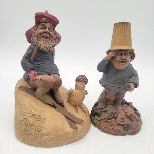 Tom Clark Lot of 2 Vintage Gnome Figurines - MAX & SKIBO